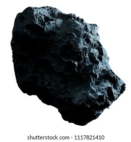 Dark Rock Asteroid Isolated On White Background 3D Rendering