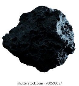 Dark Rock Asteroid Isolated On White Background 3D Rendering