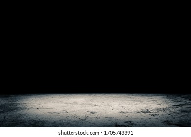 Dark room with tile floor and black background - Shutterstock ID 1705743391