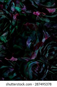 Dark roses abstract digital pattern collage/textile/print/fashion