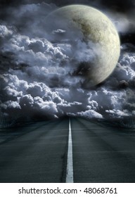 Dark Series Road Surreal Moon Stock Illustration 48068761 | Shutterstock