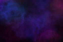 Dark Sky Blue And Purple Nebula Watercolor Background Illustration 