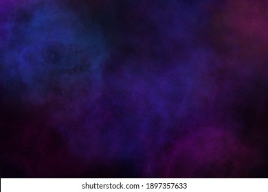 Dark Sky Blue And Purple Nebula Watercolor Background Illustration 