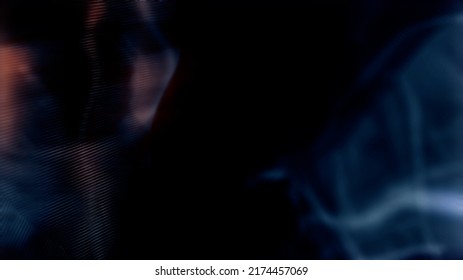 Dark soft focus teal blue metal curves backdrop and orange light    abstract 3D rendering