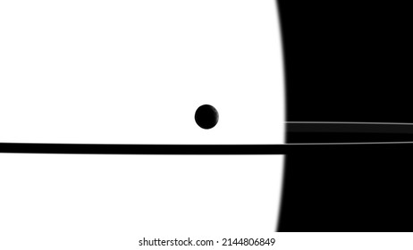 Dark Space White Big Planet Shadow Moon Jupiter Rings Minimal Design