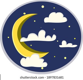 Paper Art Moon Fluffy Clouds Stars Stock Vector (Royalty Free ...