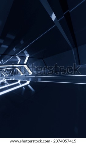 Dark tunnel with technology structure, 3d rendering. Digital drawing.