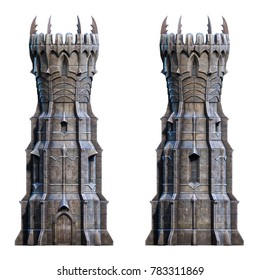 Dark Wizard Tower On White. 3d-render Illustration