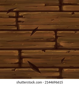 Dark Wood Background.Cartoon Wooden Seamless Textures .Wood Planks Texture. 