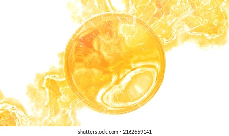 Dark yellow or orange juice watercolor backdrop isolated on white background. For Banners, Templates, Websites, Drinks, Seasons, Books, Artwork. - Powered by Shutterstock