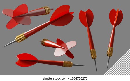 Dart Arrows In Different Directions. 3d Illustration