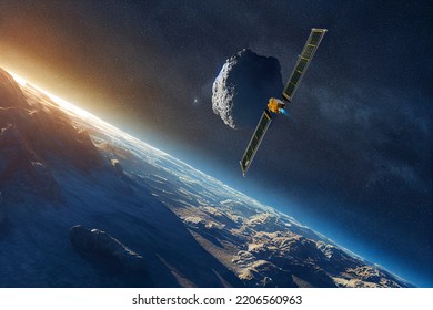 DART Asteroid Deflection Test Mission. This image elements furnished by NASA. 3d rendering