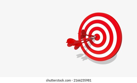 Dartboard Three Arrows Hit Exactly Target, Our Mission,  Achieve You Business Goal, Find Your Destination, 3D Rendering