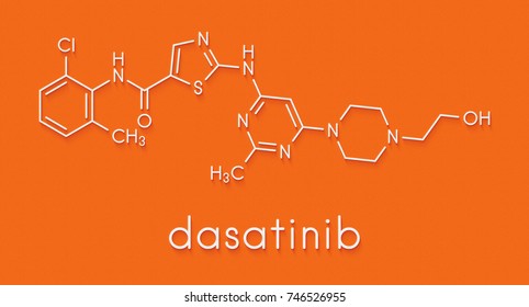 Dasatinib Cancer Drug Molecule. Skeletal Formula.