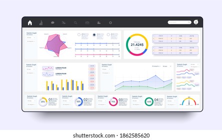 Dashboard Template Graphs Charts 03 Power Stock Vector (Royalty Free ...