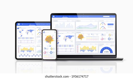Dashboard, great design for any site purposes. Business infographic template.   flat illustration. Big data concept Dashboard user admin panel template design. Analytics admin dashboard 