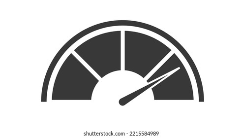 Dashboard Guage Speedometer Icon Isolated Or Fuel And Benchmark Score Level Dial Pictogram Black White Graphic Cut Out, Power Or Pressure Meter Clipart, Tachometer Or Thermometer Symbol