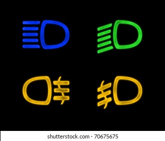 Dashboard Signs Car Lights Isolated On Stock Illustration 70675675 ...