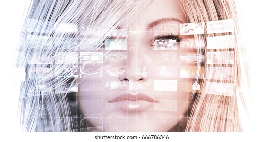 Data Analysis or Analytics with Woman Viewing Data Charts 3D Illustration Render