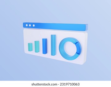 Data analysis business chart 3d illustration