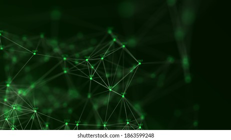 Data analysis concept. Abstract digital blue background. Big data visualization. Wave consisting of glowing particles. 3d rendering.