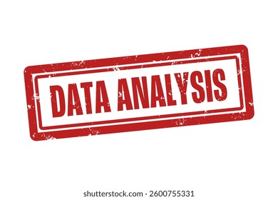 Data Analysis. A red stamp isolated on white background.