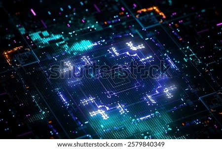Data analytics fabric artificial intelligence technology 3D Illustration