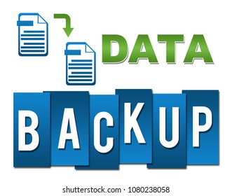 Data backup concept image with text and related symbols.