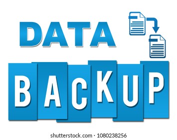 Data backup concept image with text and related symbols.