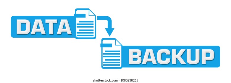 Data backup concept image with text and related symbols.