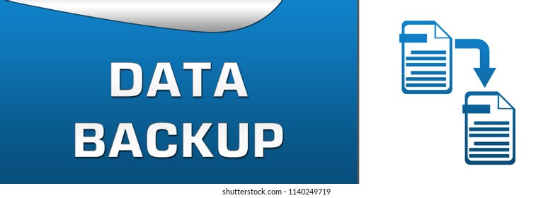 Data backup concept image with text and related symbols.