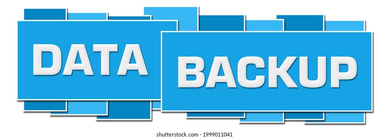Data backup text written over blue background.