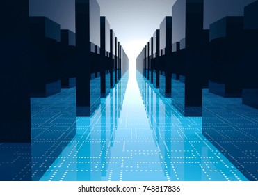 data center with server cabinets