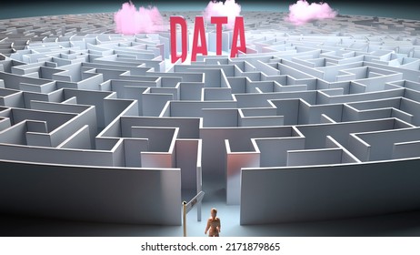 Data And A Challenging Path That Leads To It - Confusion And Frustration In Seeking It, Complicated Journey To Data,3d Illustration