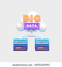 Data and cloud server 3d ui icon or server 3d icon