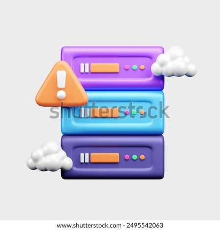 Data and cloud server 3d ui icon or server 3d icon
