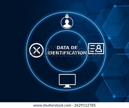 data de identification tech concept.The process of removing or altering personal information from data to protect privacy.