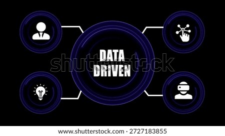 Data driven concept with on black background infographic flowchart business
