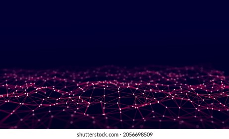 Data Exchange. 3D Mesh With Connecting Points And Lines. Abstract Technology Background. 3D .