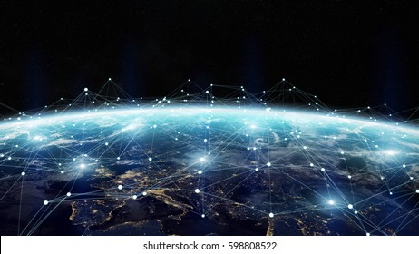 Data exchange and global network over the world 3D rendering elements of this image furnished by NASA