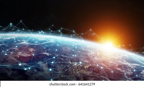 Data exchange and global network over the world 3D rendering elements of this image furnished by NASA - Shutterstock ID 641641279