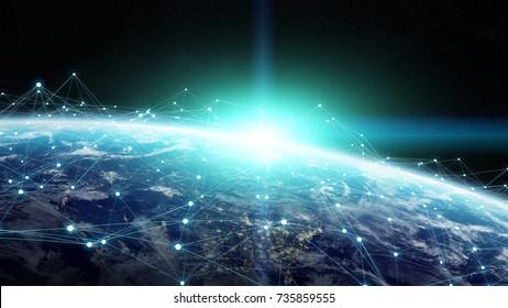 Data exchange and global network over the world 3D rendering elements of this image furnished by NASA