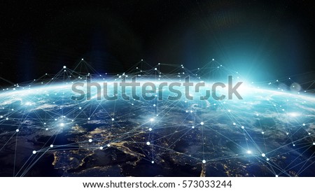 Data exchange and global network over the world 3D rendering elements of this image furnished by NASA