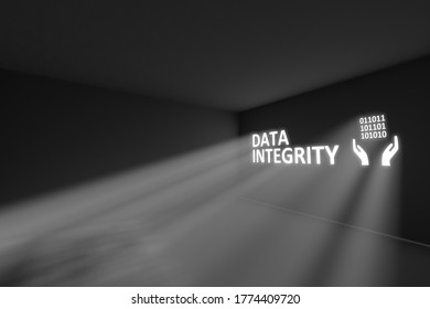 DATA INTEGRITY rays volume light concept 3d illustration
