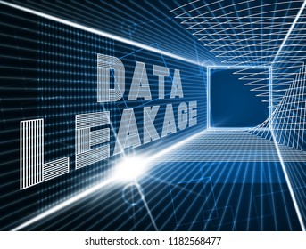 Data Leakage Information Flow Loss 3d Illustration Shows Leaky Breach Of Server Information For Protection Of Resources 