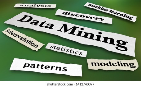 Data Mining Tools Modeling Statistics Newspaper Headlines 3d Illustration