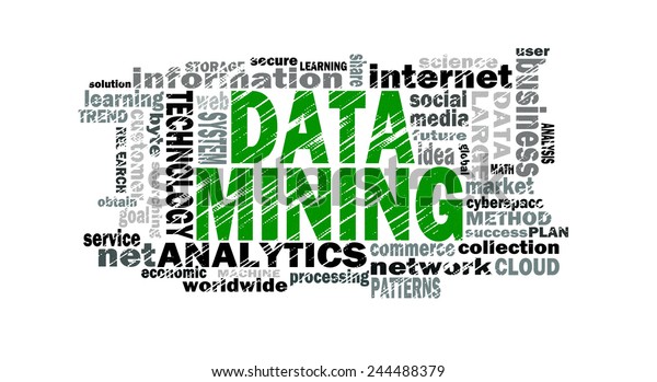 Data Mining Word Cloud Related Tags Stock Illustration 244488379 ...