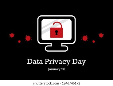Data Privacy Day illustration. Secure computer illustration. Computer graphic icon. Data Protection Day illustration. Important day