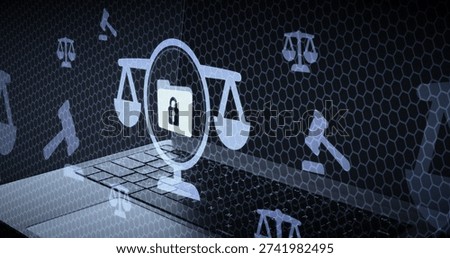 Data privacy and folder security legal concept with lock and scales of justice symbols