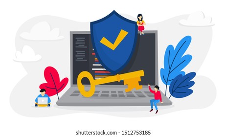 Data protection concept. Access to the information in computer. Business digital data under the password. Isolated flat  illustration